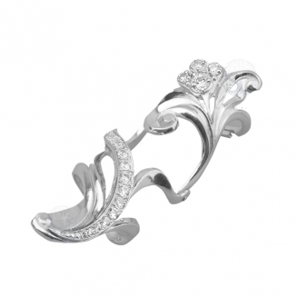 Серебряное кольцо на две фаланги Узор Утум с фианитами K114