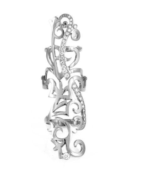 Серебряное кольцо на две фаланги Узор Утум K258