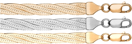 Цепочка плетения Трипла батута косичка из 4-х цепочек граненная 12-032
