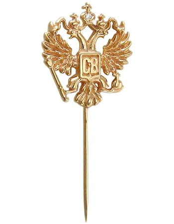 Булавка Герб России из золота с фианитом