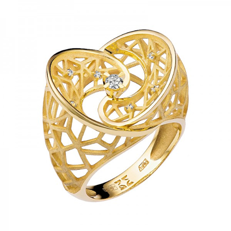 Кольцо из желтого золота с бриллиантами 01К637631