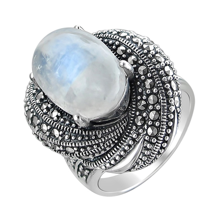 Серебряное кольцо с лунным камнем С26К450740Ч