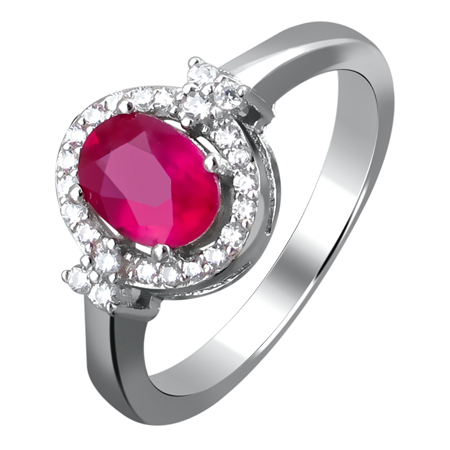 Серебряное кольцо с рубином и фианитами С27К5500768RB