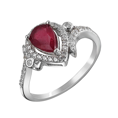 Серебряное кольцо с рубином, фианитами С27К5500752RB