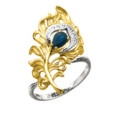 Золотое кольцо с бриллиантами ПЕРО ПАВЛИНА К- 24025