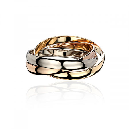 Обручальное кольцо из трех цветов золота Trinity 01О060022-1