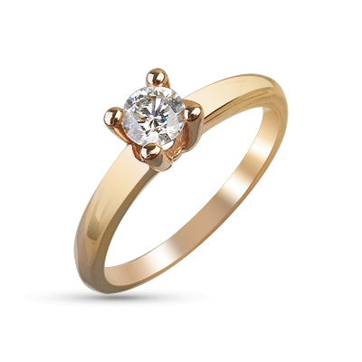 Кольцо помолвочное с бриллиантом из красного золота
