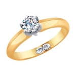 Кольцо из золота с родированием с бриллиантами 9010059-25