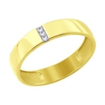 Кольцо из желтого золота с родированием с фианитами 017797-2