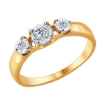 Кольцо из комбинированного золота с алмазной гранью с бриллиантами 1011626