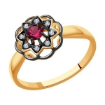 Кольцо из золота с бриллиантами и рубином 4010647