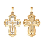 Крест из золота с бриллиантами и перламутром 1120095