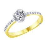 Кольцо из комбинированного золота с алмазной гранью с бриллиантами 1011698-2