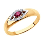 Кольцо из комбинированного золота с бриллиантами и рубином 4010603