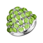 Крупное серебряное кольцо с россыпью хризолитов 92010714