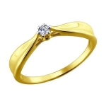 Кольцо из желтого золота с бриллиантом 1011439-2