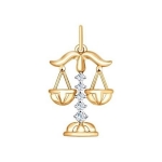 Золотая подвеска «Знак зодиака Весы» 035129