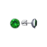 Серьги-пусеты из серебра с зелёными кристаллами Swarovski SOKOLOV 94022067