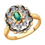 Кольцо из комбинированного золота с бриллиантами и изумрудом 3010576