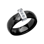 Кольцо из серебра с керамической вставкой и фианитом 94011664
