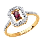 Кольцо из золота с бриллиантами и рубином 4010644