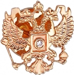 Фрачный значок Герб России из золота с фианитом