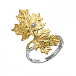 Золотое кольцо с бриллиантами КЛЕНОВЫЕ ЛИСТЬЯ К- 14038