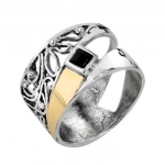 Серебряное кольцо Deno с золотом и ониксом MVR1756GON