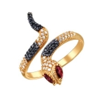 Кольцо Змея из красного золота  с фианитами 01К215989-1