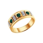 Кольцо из золота с бриллиантами и изумрудами 3010188