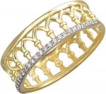 Кольцо дорожка из золота с фианитами в виде короны 01К137417