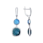 Серьги длинные из серебра с синими и голубыми стеклянными вставками SOKOLOV 94021775