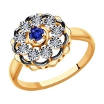 Кольцо из комбинированного золота с бриллиантами и сапфиром 2011157