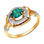 Кольцо из золота с бриллиантами и изумрудом 3010485