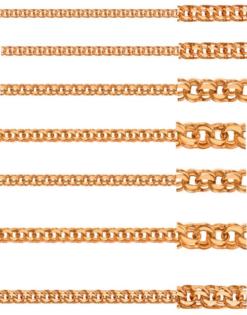 Цепь золотая легкая плетения Бисмарк-гарибальди