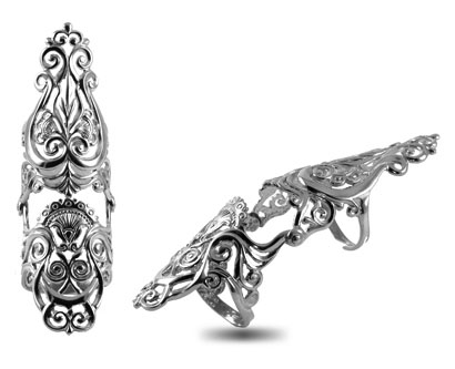 Серебряное кольцо на две фаланги Узор Утум